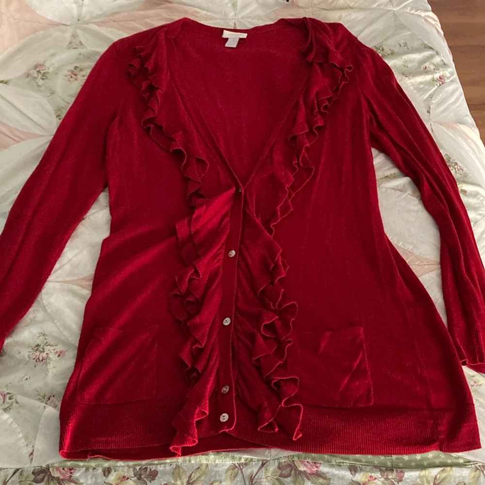 Super cute ruffle button-down cardigan
